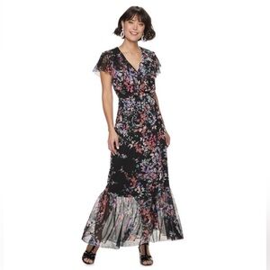 NWT Apt. 9 Black Floral Maxi Dress